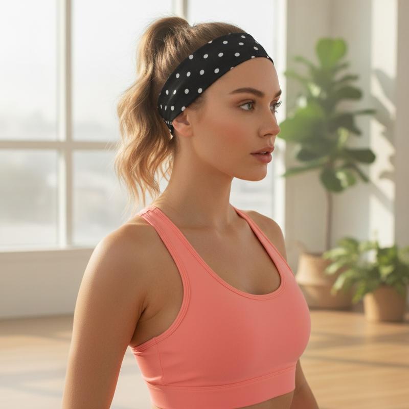 Polka Dot Yoga Elastic Headban - J-Yoga Fitness recension och pris