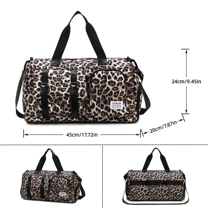 Fashionable Leopard Print Spor - Yoga Fitness Bag recension och pris