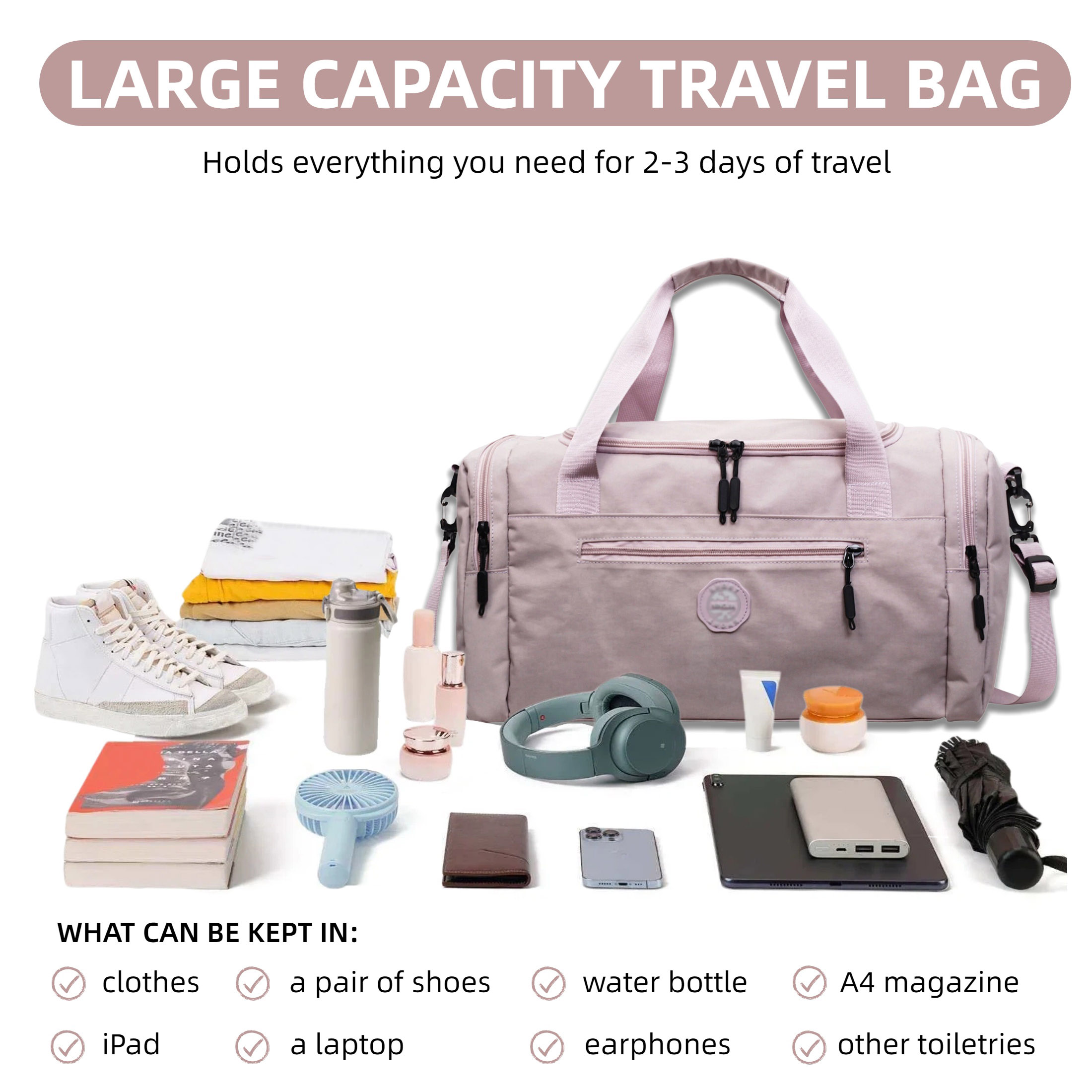 Large Capacity Weekender Overn - Yoga Fitness Bag recension och pris