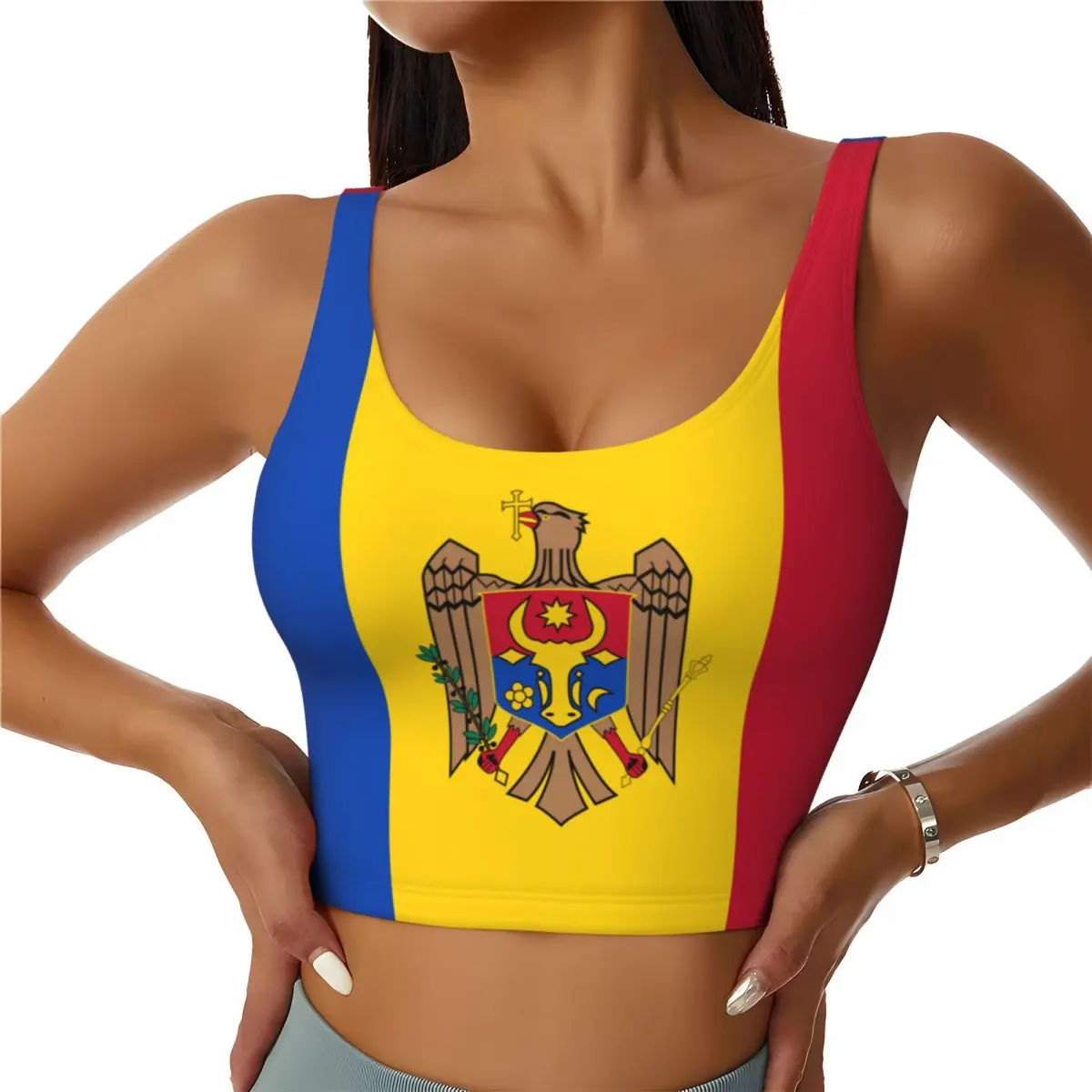Moldova Flag Basic Tops Women  - Yoga Fitness Women recension och pris
