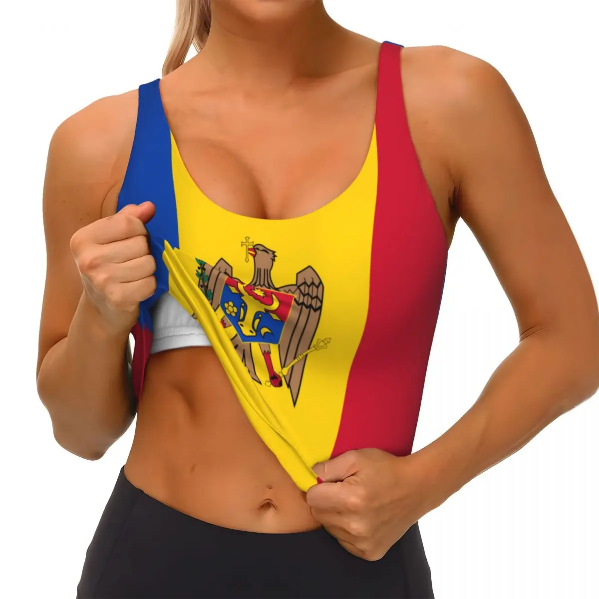 Moldova Flag Basic Tops Women  - Yoga Fitness Women recension och pris